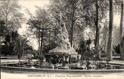 Perpignan CPA Fontaine monumentale Belloc sculpteur