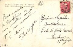 Mount Louis CPA Tracks of snow around Louis Mount