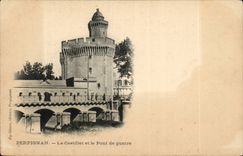 Perpignan - Le Castillet et le Pont de guerre - bridge - CPA 
