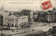 Perpignan - Place de la Victoire et le Castillet CPA 