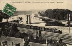 Villeneuve Saint Georges CPA Panorama of the Seine and suspension bridge Seen on Ahun (train) TOP