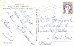 CPA Beach of the lake Chambon Swimming boats pedal boats and sinned