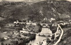 CPA Valley of Sioule Panorama of the two bridges of Menat