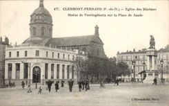 Clermont Ferrand - Church of the Tiny ones - Statue of Vereingetorix on the place of Jaude - CPA
