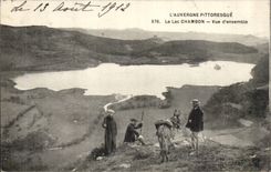 The Lake Chambon - Overall picture - ass - donkey - CPA