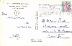 Honfleur CPA Interieur de la chapelle ND de Grace