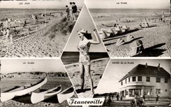 Franceville - Souvenir - beautiful woman in old fashioned bathing follows - CPA