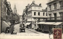 Lisieux - Hauptstrasse und das Hotel von Frankreich und von Spanien CPA