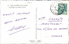 Luc on Sea - the Beach with the rising sun - CPA