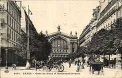 Paris CPA Train station of North and Denain boulevard