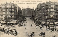 Paris CPA Train station of North and Denain boulevard