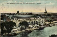 Paris CPA Panorama towards the new station of Orleans (Eiffel Tower Orsay)