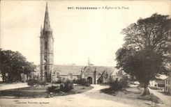 Plougasnou CPA L'eglise et la place
