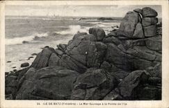 Island of Batz CPA wild sea with the point of the island