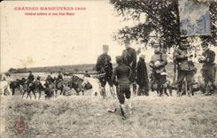 Loiret - Army maneuvers 1919 - General referee and his State Major - militaria - CPA