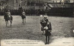 Orleans CPA Festivals of Jeanne of arc May 7th and 9th 1912 historical Procession Jeanne of arc and her door standard