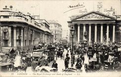 England - England - London - Royal The Exchange and Bank off - bustling and gravitational scene-- CPA