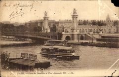 CPA Paris Gare des invalides et pont Alexandre III