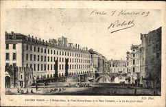 CPA Paris Ancien Paris L'Hotel Dieu le pont Notre Dame et le petit Chatelet e la fin du 18eme