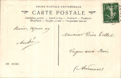 CPA Reims Statue of Jeanne of arc and gates of the cathedral