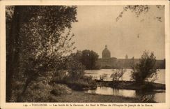 Toulouse CPA Les bords de la GAronne Au fond le Dome de l'hospice St Joseph de la Grave