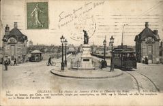 Orleans CPA Statue of Jeanne of arc and Entering of the bridge (tram)