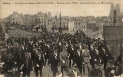 Orleans CPA festivals of Jeanne of arc May 7th and 8th 1920 Banners of the city Foch Marshal the municipality