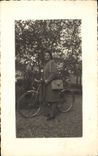 Real photo Woman Cyclist (bicycle)