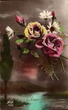 Fetes - Bonne Annee - Fleurs - Rose - CPA 
