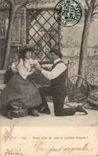 Fantaisie - Couple - velo - cycliste - J viens pres de moi et parons d'amour - CPA 