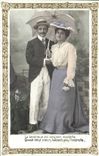 Fantaisie - Couple - La tendresse est toujour nouvelle Quand deux coeurs battent sous l'ombrelle - dore - CPA 