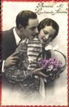 Fantaisie - Couple - Bonne et Heureuse Annee - CPA 