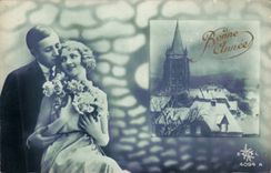 Fantaisie - Couple - Bonne Annee - CPA 