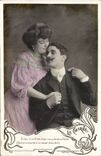 Fantaisie - Couple - La Charite - sublime amour nous a verse sa fievre - CPA 