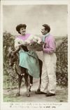Fantaisie - Couple - Ane - Donkey - CPA 