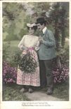 Fantaisie - Couple - Le gui propice aux fiancailles porte bonheur aux accordailles - CPA 