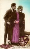 Fantaisie - Couple - woman taking off her fur coat - CPA 