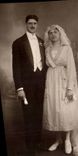 Fantaisie - Couple - mariage - wedding - beautiful lace veil - CPA 