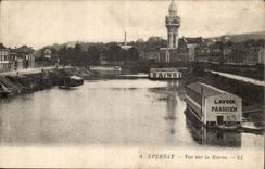 Epernay CPA Vue des bords de la Marne (lavoir parisien)