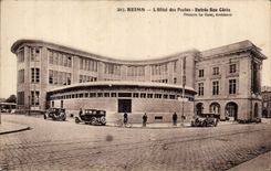 Reims CPA Post office building Entrance Street Ceres