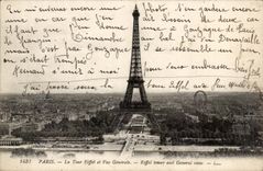 Paris CPA Eiffel Tower and View