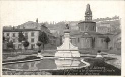 St Etienne CPA the place and the Gambetta monument the church of montaud