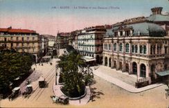 Algerien Algiers CPA das Theater und Strasse Dumont d URville