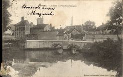 Troyes CPA the Seine with the Charlemagne bridge