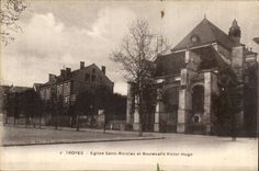Troyes CPA Church Saint Nicolas and boulevard Victor Hugo