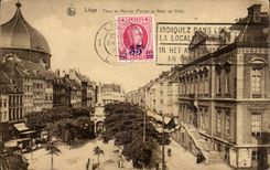 Belgie Belgium CPA Liege Places market and town hall