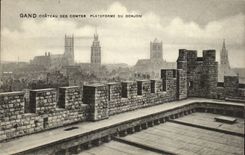 Belgie Belgium CPA Ghent Castle of the Counts Plateforme of the keep + pub Tickets of the Mount of Pietie
