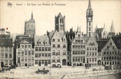 CPA Belgium Ghent the quay with grasses and panorama