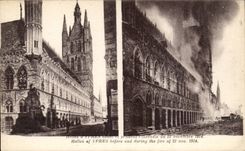 CPA Belgium Ypres Markets before and after the fire of November 22nd 1914