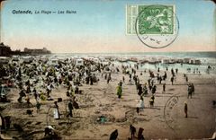 CPA Belgium Ostend the beach baths